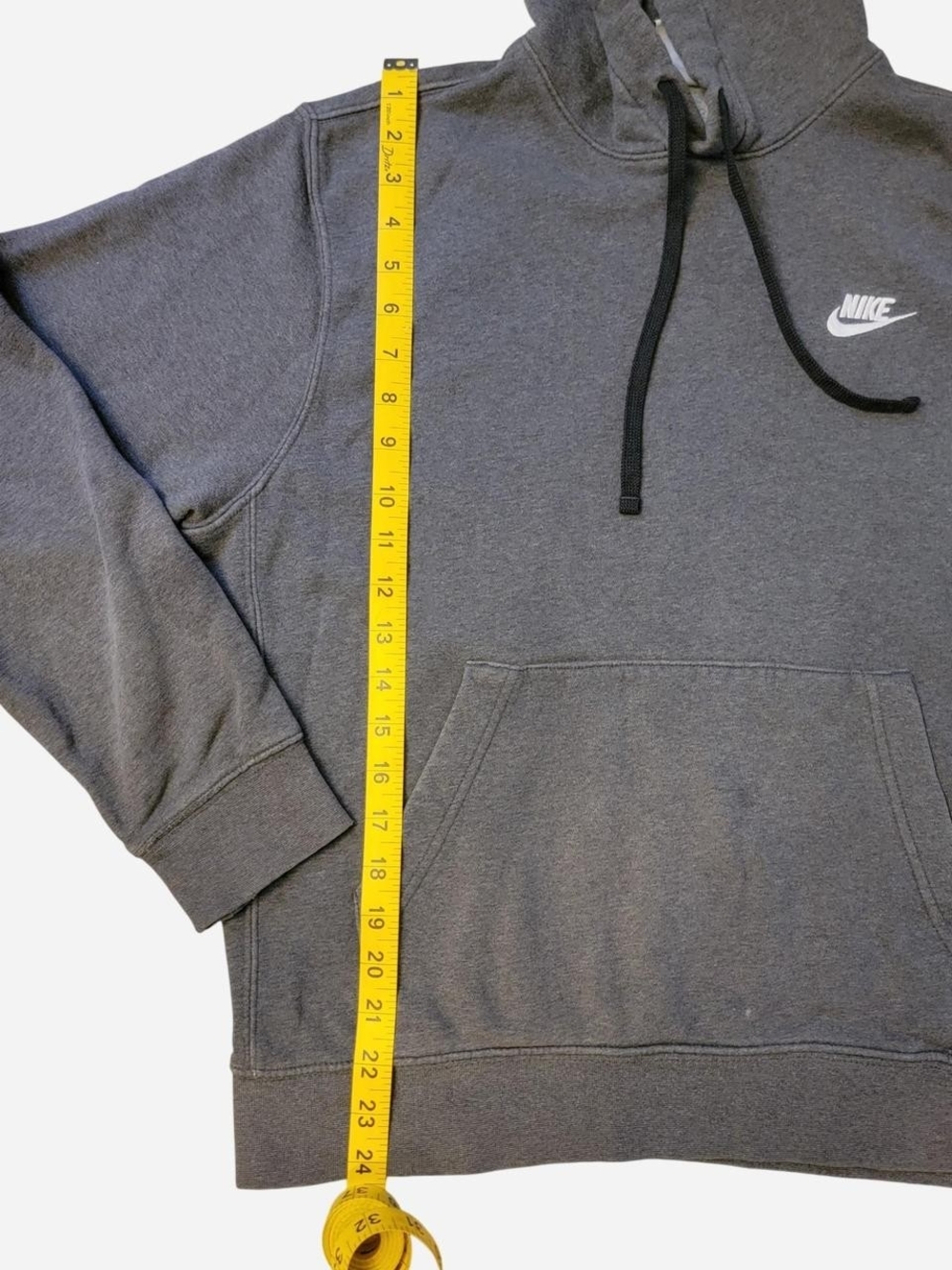 Nike Charcoal Gray Pullover Hoodie with White Swoosh